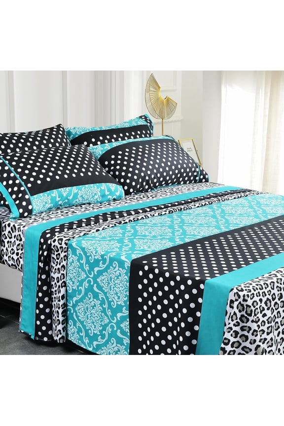 4-6 Pieces Ultra Soft Patchwork Printed Bed Sheets Set