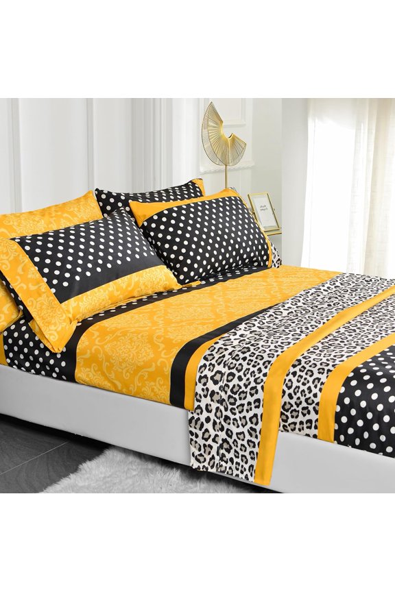 4-6 Pieces Ultra Soft Patchwork Printed Bed Sheets Set