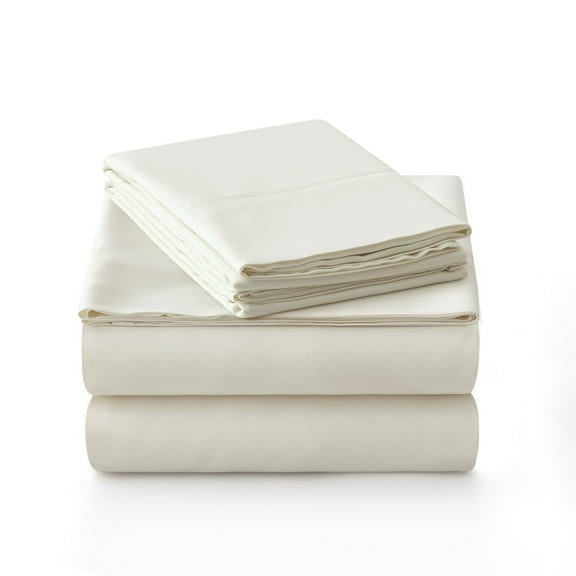 American Home Collection Bamboo Viscose Sheet Set - Silky Soft, Cooling for Hot Sleepers - 18 Inches Deep Pocket - Premium Sateen Finish - Queen, White
