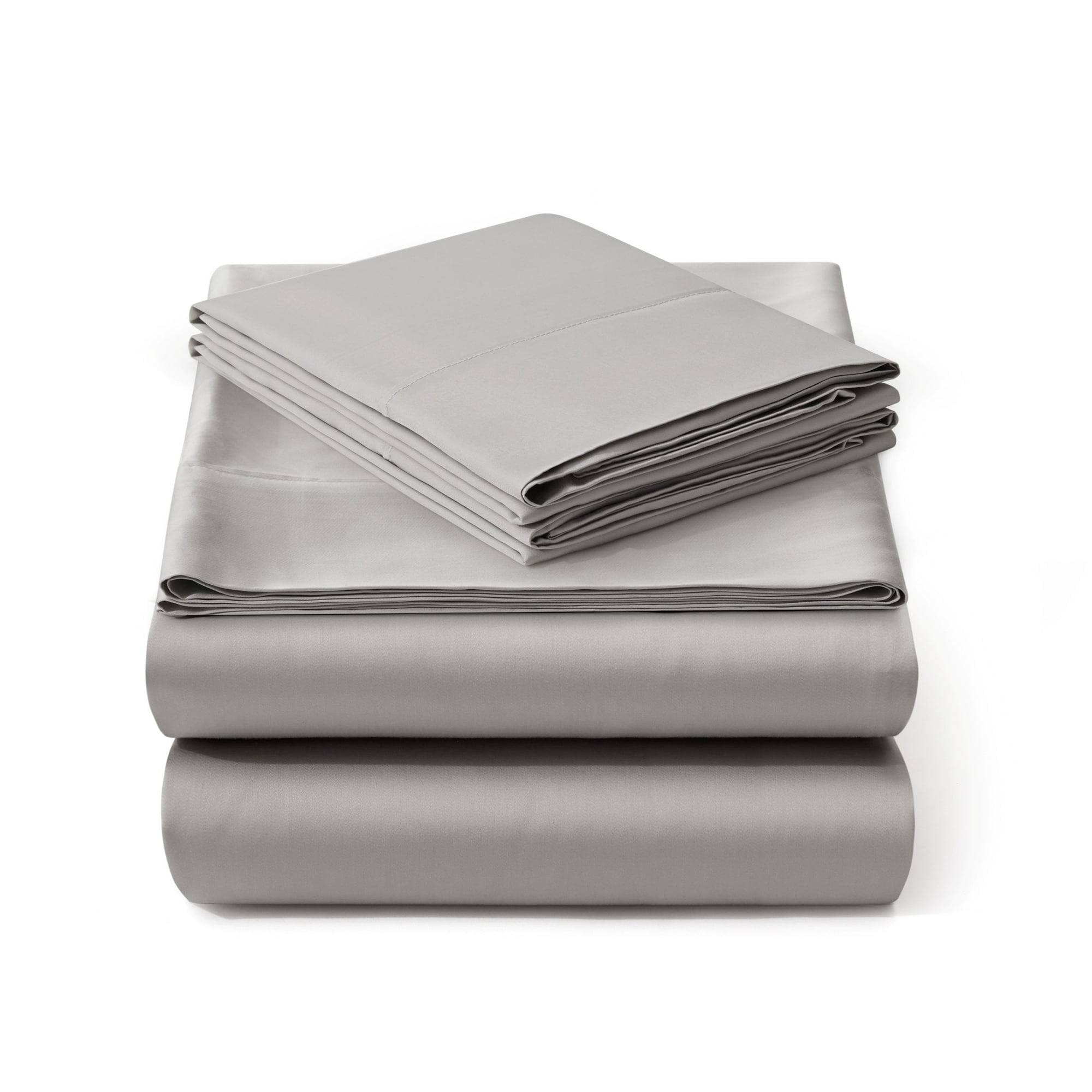 American Home Collection Bamboo Viscose Sheet Set - Silky Soft, Cooling for Hot Sleepers - 18 Inches Deep Pocket - Premium Sateen Finish - California King, Grey