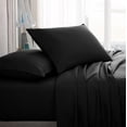 thumbnail image 1 of American Home Collection Brushed Microfiber Sheet Set, Deep Pocket Extra Soft Sheets & Pillowcase Set, 3 Pieces, Twin, Black, 1 of 7