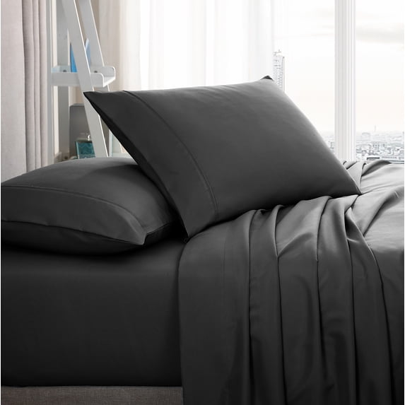 American Home Collection Brushed Microfiber Sheet Set, Deep Pocket Extra Soft Sheets & Pillowcase Set, 3 Pieces, Twin, Dark Gray