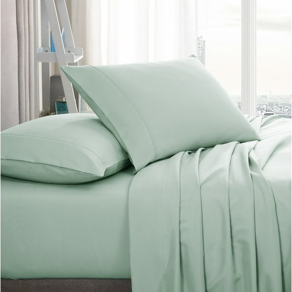 American Home Collection Brushed Microfiber Sheet Set, Deep Pocket Extra Soft Sheets & Pillowcase Set, 3 Pieces, Twin, Mint