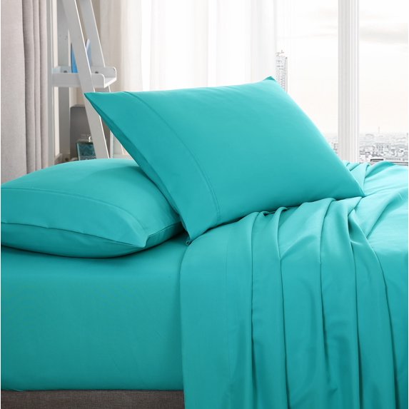 American Home Collection Brushed Microfiber Sheet Set, Deep Pocket Extra Soft Sheets & Pillowcase Set, 3 Pieces, Twin, Turquoise