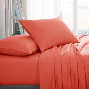American Home Collection Brushed Microfiber Sheet Set, Deep Pocket Extra Soft Sheets & Pillowcases Set, 4 Pieces, Full, Peach