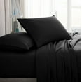 thumbnail image 1 of American Home Collection Brushed Microfiber Sheet Set, Deep Pocket Extra Soft Sheets & Pillowcases Set, 4 Pieces, Queen, Black, 1 of 7