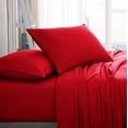 thumbnail image 1 of American Home Collection Brushed Microfiber Sheet Set, Deep Pocket Extra Soft Sheets & Pillowcases Set, 4 Pieces, Queen, Red, 1 of 6