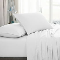 American Home Collection Brushed Microfiber Sheet Set, Deep Pocket Extra Soft Sheets & Pillowcases Set, 4 Pieces, Queen, White