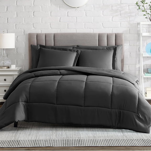 American Home Collection Comforter Set - Extra Soft Microfiber - 2 Piece Comforter and Pillow Sham Set - Twin/Twin XL, Dark Gray