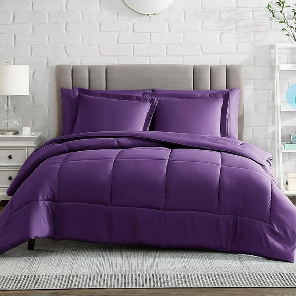 American Home Collection Comforter Set - Extra Soft Microfiber - 2 Piece Comforter and Pillow Sham Set - Twin/Twin XL, Purple