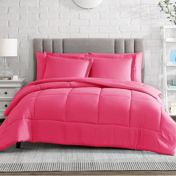 American Home Collection Comforter Set - Extra Soft Microfiber - 3 Piece Comforter and Pillow Shams Set - Full/Queen, Pink