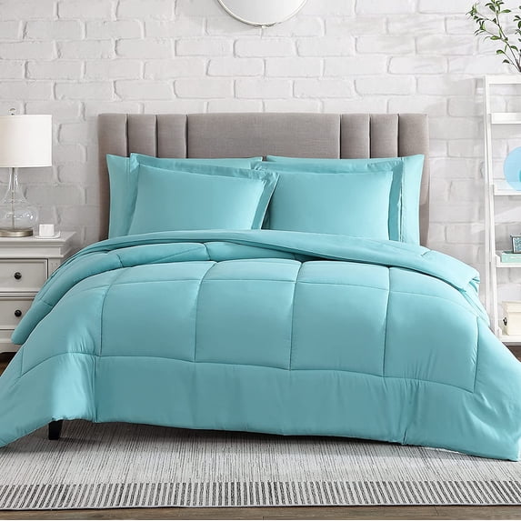 American Home Collection Comforter Set - Extra Soft Microfiber - 3 Piece Comforter and Pillow Shams Set - King/Cal-King, Aqua