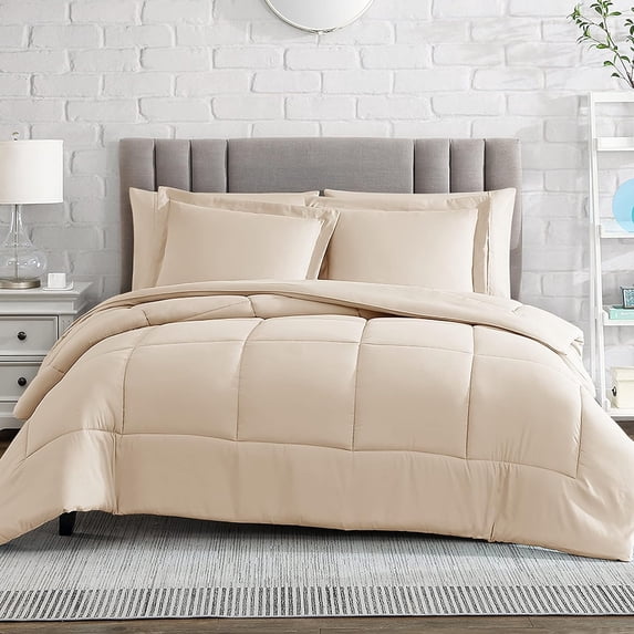 American Home Collection Comforter Set - Extra Soft Microfiber - 3 Piece Comforter and Pillow Shams Set - King/Cal-King, Ivory
