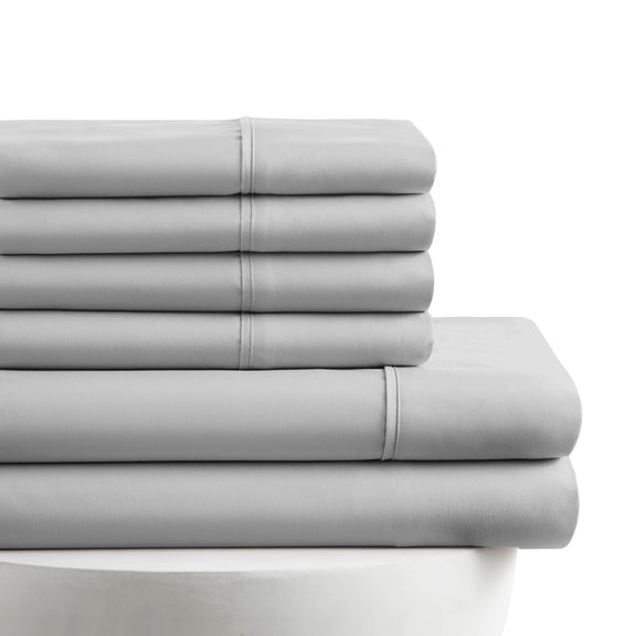 American Home Collection Full Size 6 Piece Bed Sheet Set Grey - Ultra Soft Microfiber Deep Pocket Wrinkle Free