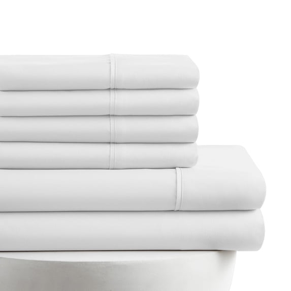 American Home Collection Full Size 6 Piece Bed Sheet Set White - Ultra Soft Microfiber Deep Pocket Wrinkle Free