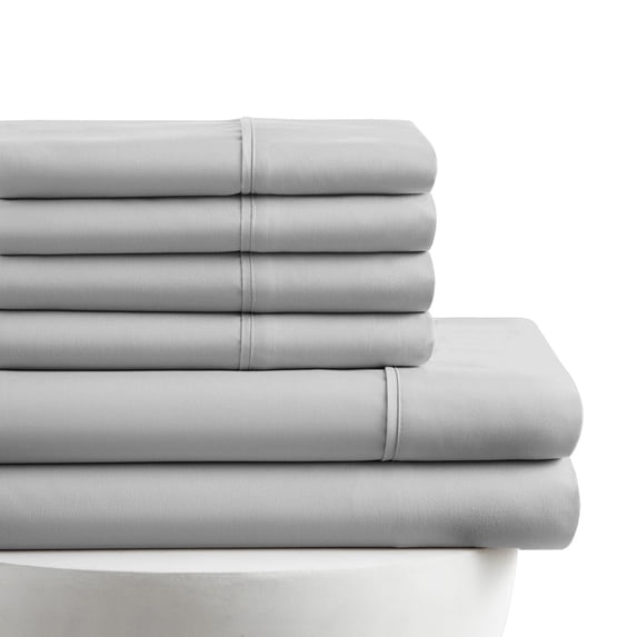 American Home Collection King Size 6 Piece Bed Sheet Set Grey - Ultra Soft Microfiber Deep Pocket Wrinkle Free