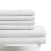 American Home Collection Queen Size 6 Piece Bed Sheet Set White - Ultra Soft Microfiber Deep Pocket Wrinkle Free