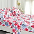 thumbnail image 1 of American Home Collection Red Floral 4-6 Piece Ultra Soft Bed Sheet Set, 1 of 3