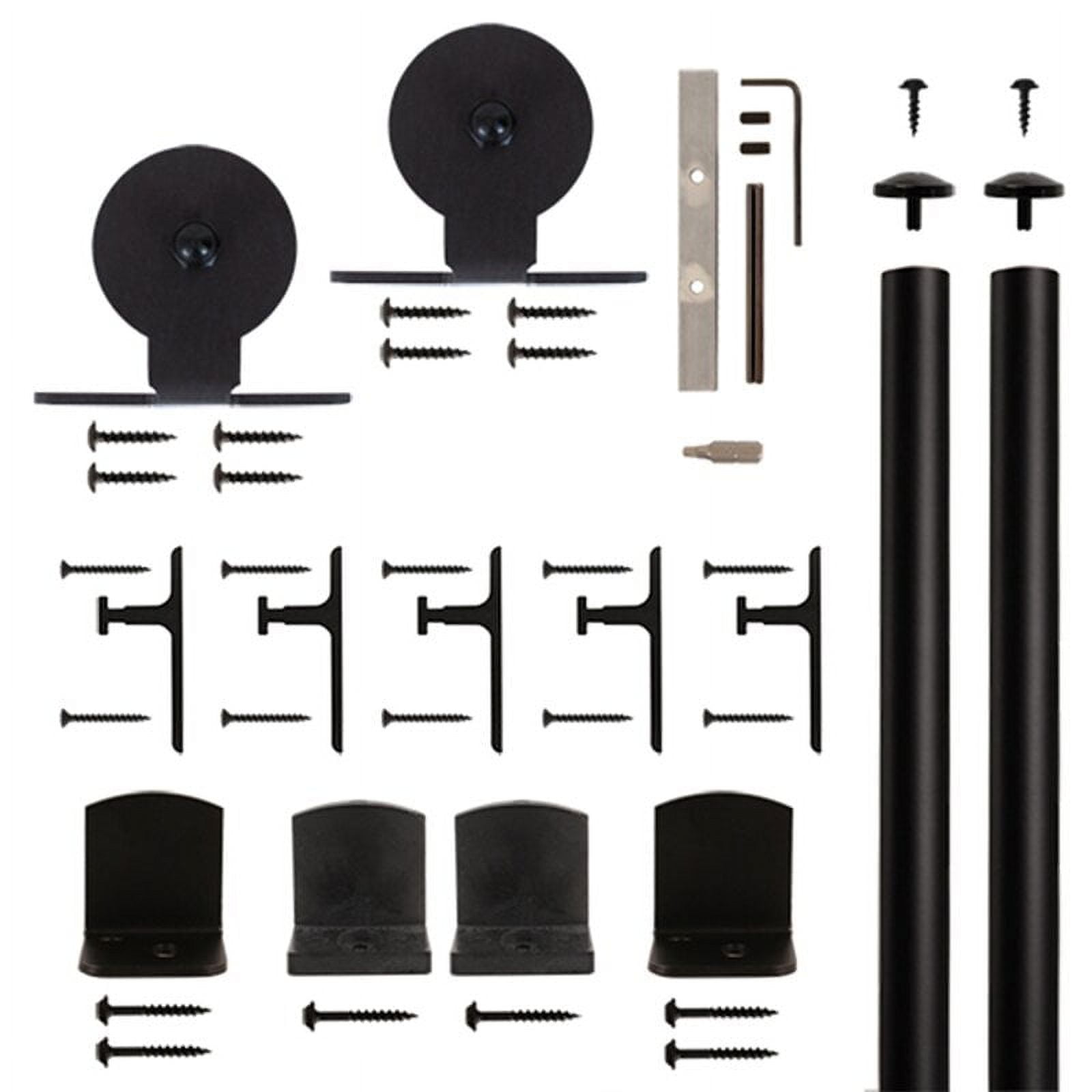 Black Aluminum Top Mount Single Door Barn Door Hardware Kit
