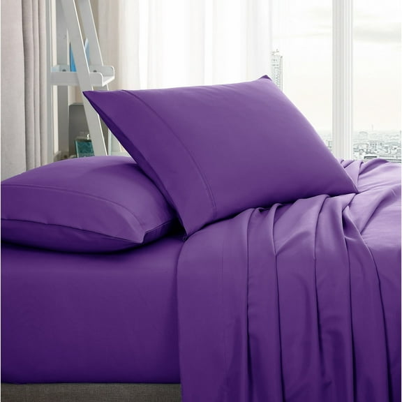 American Home Collection Ultra Soft Sheet Set - Fit 16 Inches Deep Pocket - 3 Pieces, Twin XL, Purple