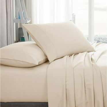 American Home Collection Ultra Soft Sheet Set - Fit 16 Inches Deep Pocket - 4 Pieces, California King, Ivory