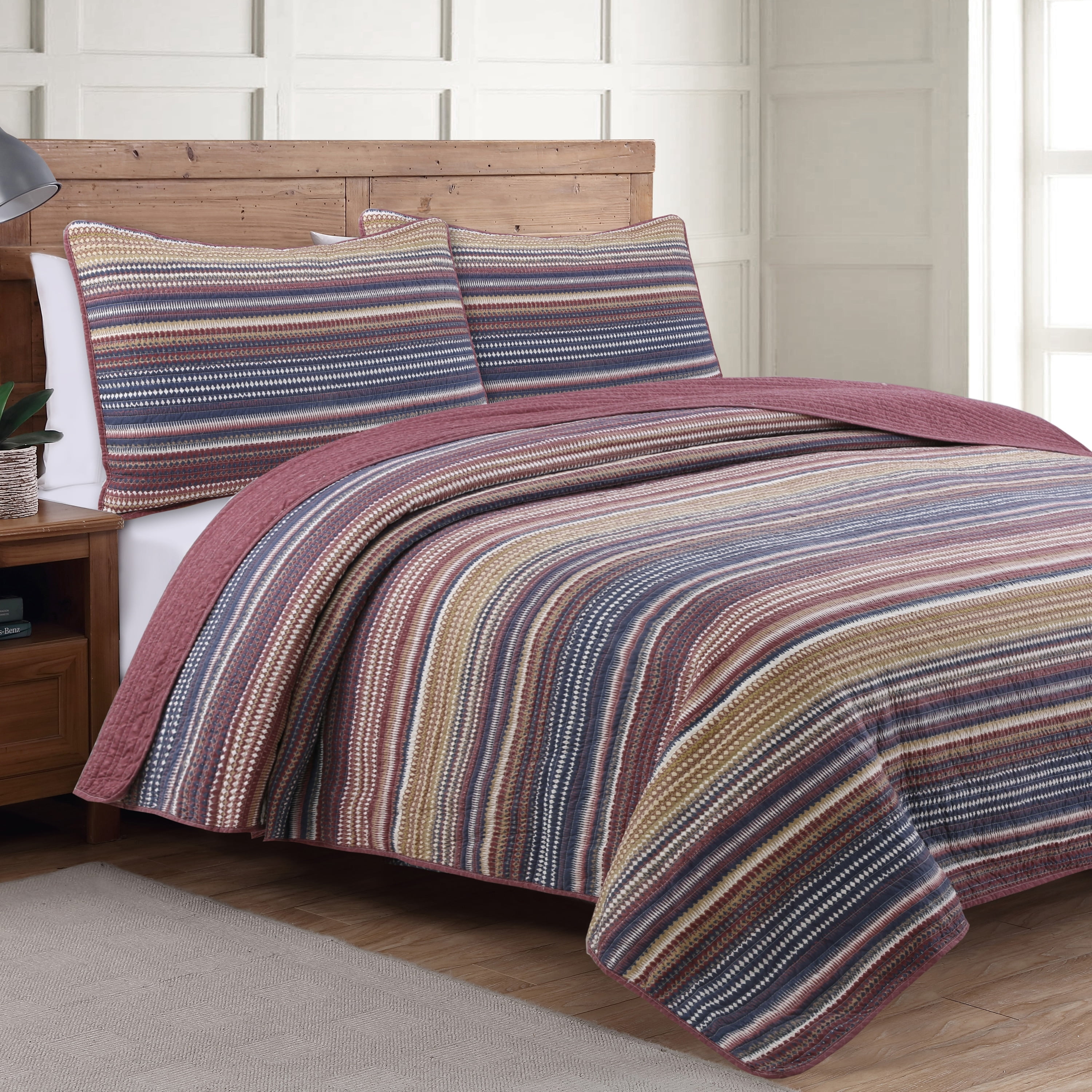 Berry and Butterscotch Reversible Microfiber Twin Quilt Set