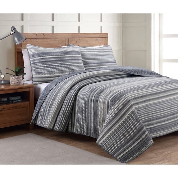American Home Fashion Estate Collection Taj Quilt Set Grey Twin 2 Piece