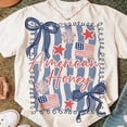 thumbnail image 1 of American Honey Coquette T-shirt, Preppy 4th of July Shirt, Girly Memorial Day Shirt, Vintage USA Shirt, Independence Day Shirt, Land of the Free TH260562, 1 of 5