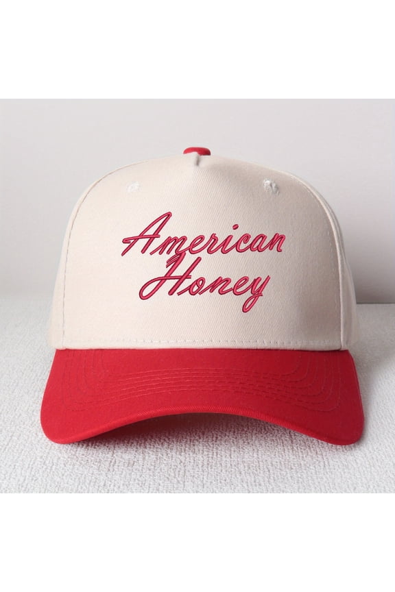 American Honey Embroidered Patchwork Trucker Cap | Adjustable Unisex Snapback, Americana Essential
