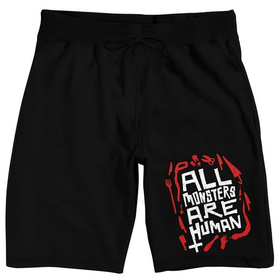 American Horror Story All Monsters Are Human Men's Black Sleep Pajama Shorts-Medium