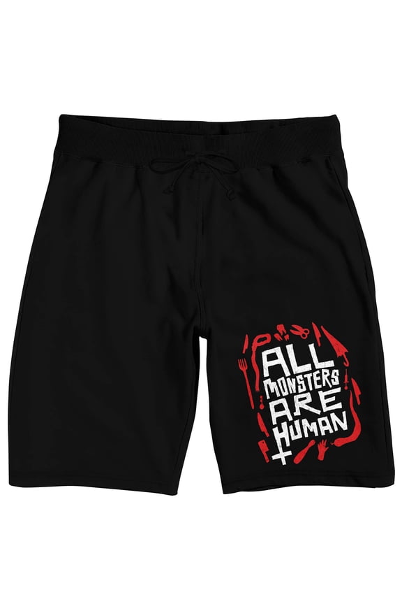 American Horror Story All Monsters Are Human Men's Black Sleep Pajama Shorts-Medium