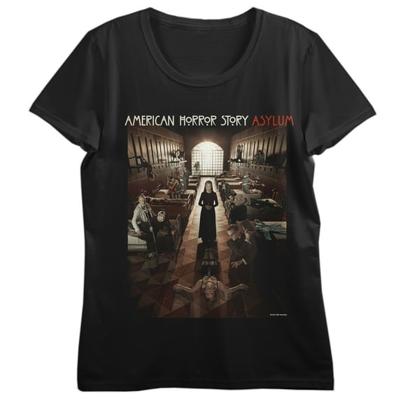 American Horror Story Asylum Poster Art Crew Neck Short Sleeve Women's Black T-shirt-3XL