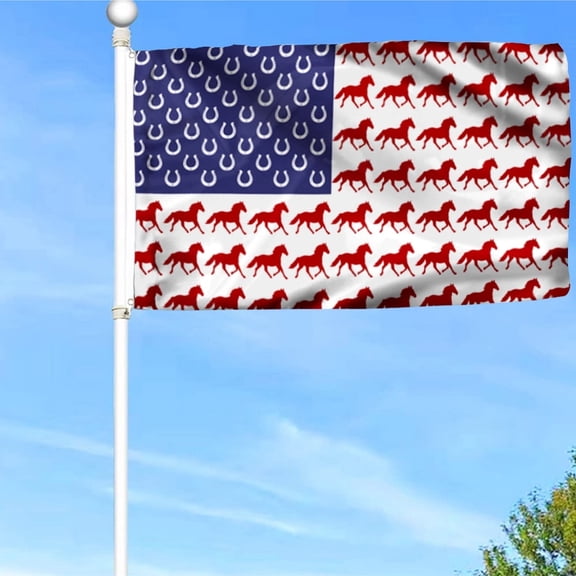 American Horse Grommet Flag Banner with Grommets 3x5Feet Man cave Decor