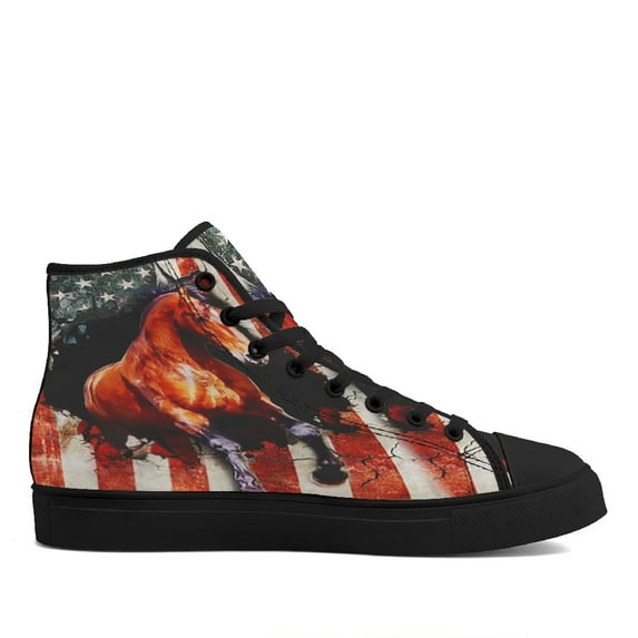 American Horse High Top Canvas Shoes Sneakers Black Size 6