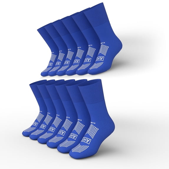 American Hospital Supply Anti Slip Safety Unisex Grippy Socks Blue Extra Large Pack of 6