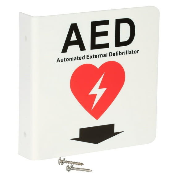 American Hospital Supply Dual Sided AED Sign | 1 AED Sign Each With a Premium White Coating