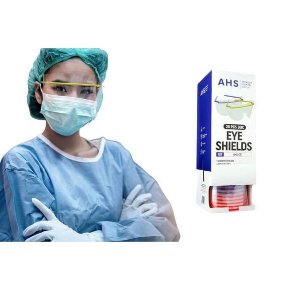 American Hospital Supply Eye Shield [Box of 25] Pre-Assembled Eye Protective Glasses, Protective Eyewear PPE for Hospitals with Optical-Grade Lenses, Lightweight Frame | Eye Protection Equipment