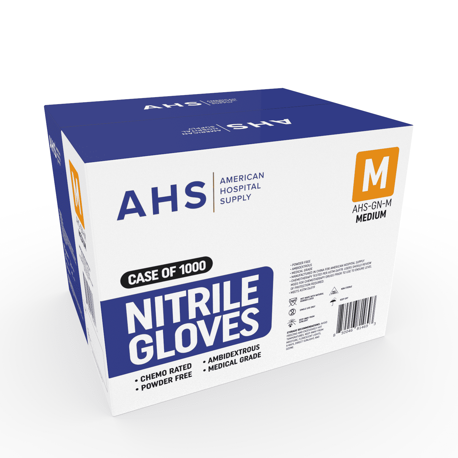 American Hospital Supply Nitrile Gloves [Medium] Case of 1000, Chemo