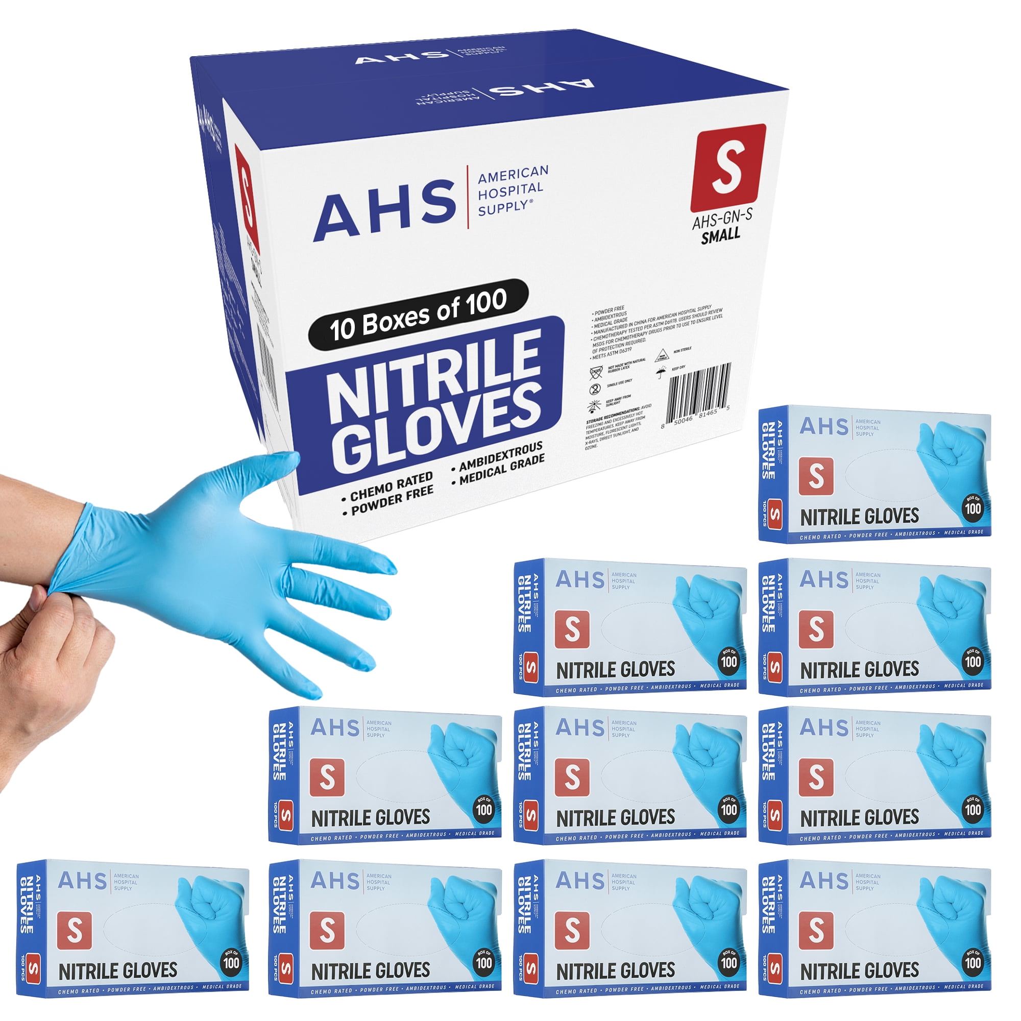 American Hospital Supply Nitrile Gloves - Latex-Free, 1000 Count for Healthcare