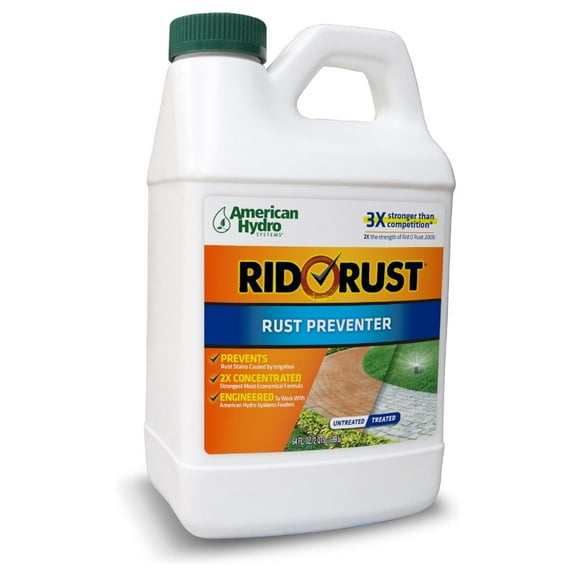American Hydro Systems RR1 Rid O' Rust 2X Concentration Rust Inhibitor, Rust Preventer Spray for Well Water Irrigation and Sprinkler Systems, 1/2 Gal Bottle Liquid 64 Fl Oz (Pack of 1)