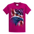 thumbnail image 1 of American Icon Eagle in Front of Flag Short Sleeve T-shirt-Fuschia-Small, 1 of 4