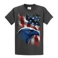thumbnail image 1 of American Icon Patriotic USA Eagle in Front of American Flag T-shirt USA Red White Blue Patriot Majestic-Charcoal-XXL, 1 of 4