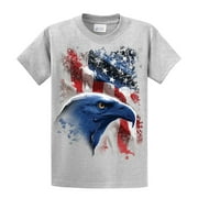 American Icon Patriotic USA Eagle in Front of American Flag T-shirt USA Red White Blue Patriot Majestic-Lightgrey-XXL
