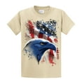 thumbnail image 1 of American Icon Patriotic USA Eagle in Front of American Flag T-shirt USA Red White Blue Patriot Majestic-tan-Small, 1 of 4