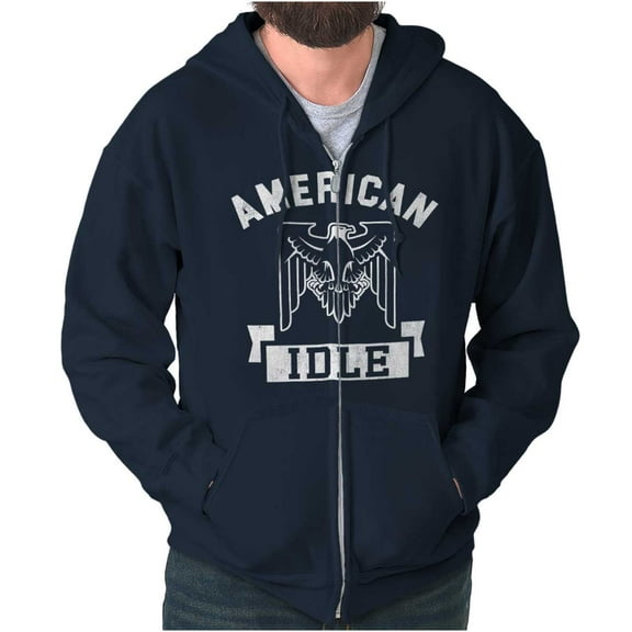 American Idle Bald Eagle Patriotic Unisex Fleece Graphic Zip Up Hoodie Brisco Brands 5X