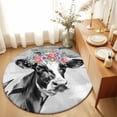 American Idyllic Wind Cow Round Rug 3ft Farm Wildflowers Cattle ...