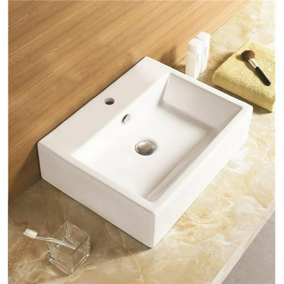 American Imaginations AI-133 21 in. Rectangle Above Counter White Vessel for 1 Hole Center Drilling
