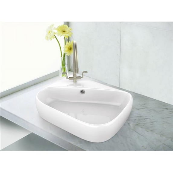 American Imaginations AI-1758 17.5 in. Rectangle Above Counter White Vessel for 1 Hole Left Drilling