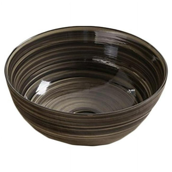 American Imaginations AI-27888 14.09 in. Round Above Counter Black Swirl Vessel for Deck Mount Drilling