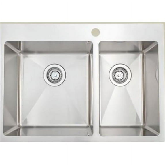 American Imaginations AI-34577 28 in. Stainless Steel Kitchen Sink with 2 Bowl & 18 Gauge, Stainless Steel